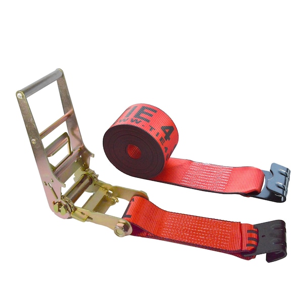 1 Pack Heavy Duty 3" x 30' Ratchet Tie Down Strap Flat Hook for Farm Trailer Truck Red